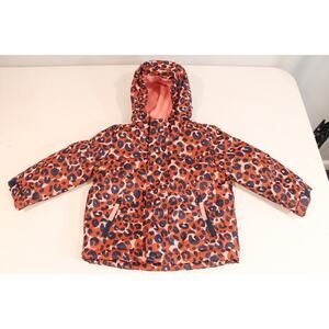 Cat & Jack Toddler Girls 2T Winter Hooded Leopard Puffer Jacket Coat Recycled